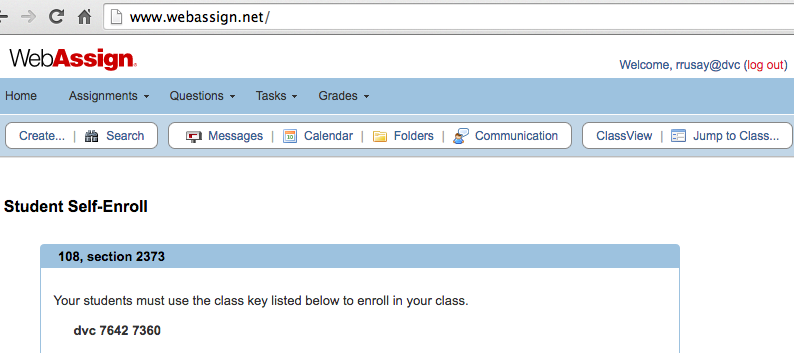 webassign student contact