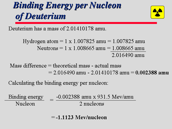 Binding Energy Per Nucleon Of Deuterium 4333